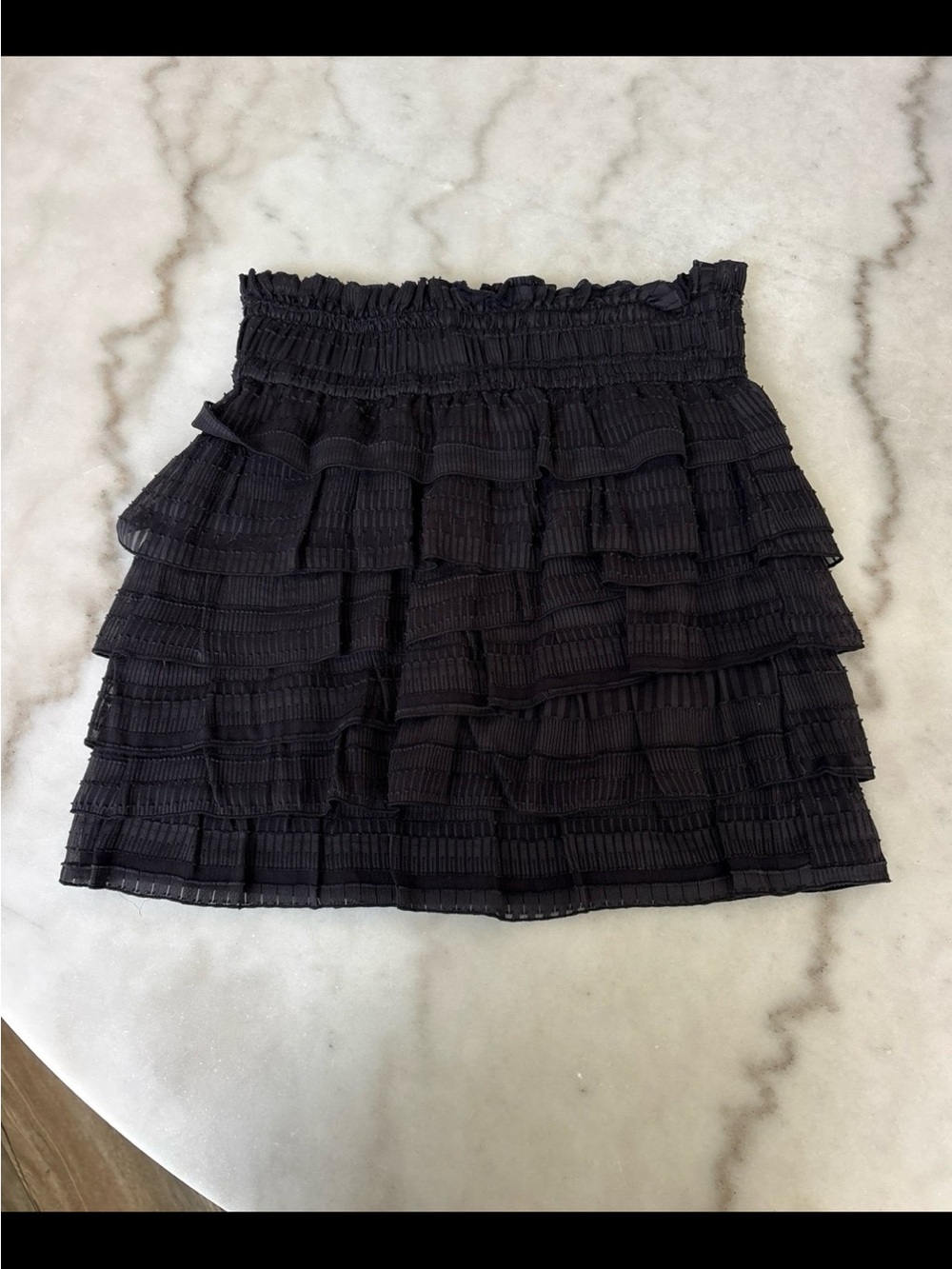IRO Black Tiered Ruffled Delia Miniskirt Size 36 NWT